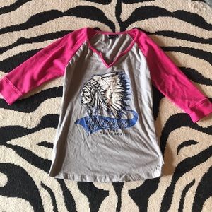 Pink and gray Indian “Warriors” tee